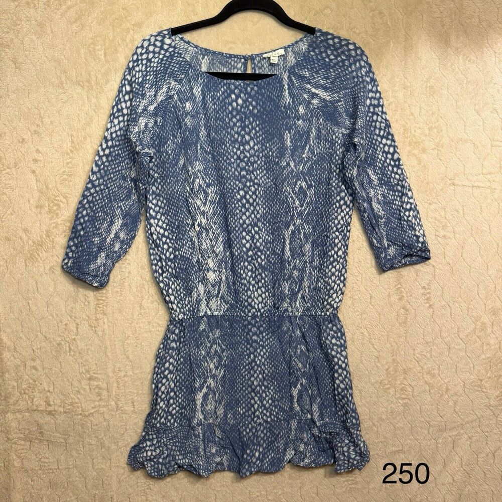 Soft‎ Joie Size S Arryn Snakeskin Ruffle Dress Cinched Waist 3/4 Sleeve Mini